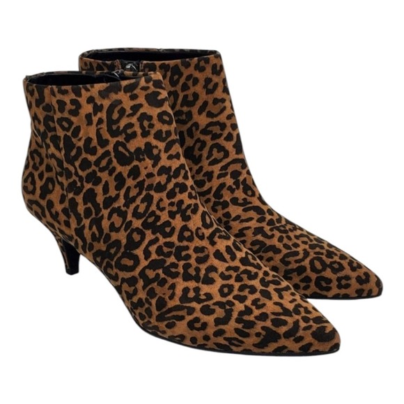 CIRCUS BY SAM EDELMAN Kirby Leopard‎ Print Heeled Pointed Toe Booties Size 7 M - Picture 1 of 6